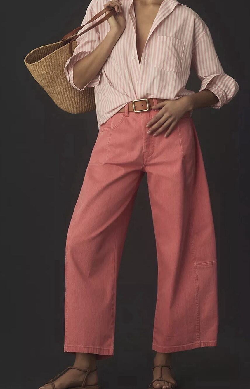 Anthropologie Pilcro The Kenna Mid-Rise Heritage Barrel Jeans Size 33 Coral
